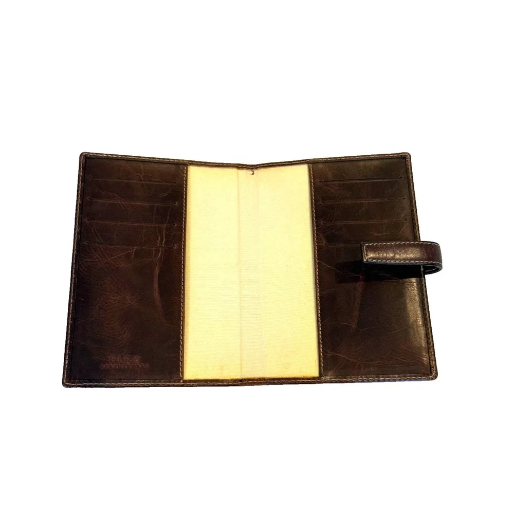 Fino Leatherware Brown Leather Passport Cover Case with 8 Credit Card Slots